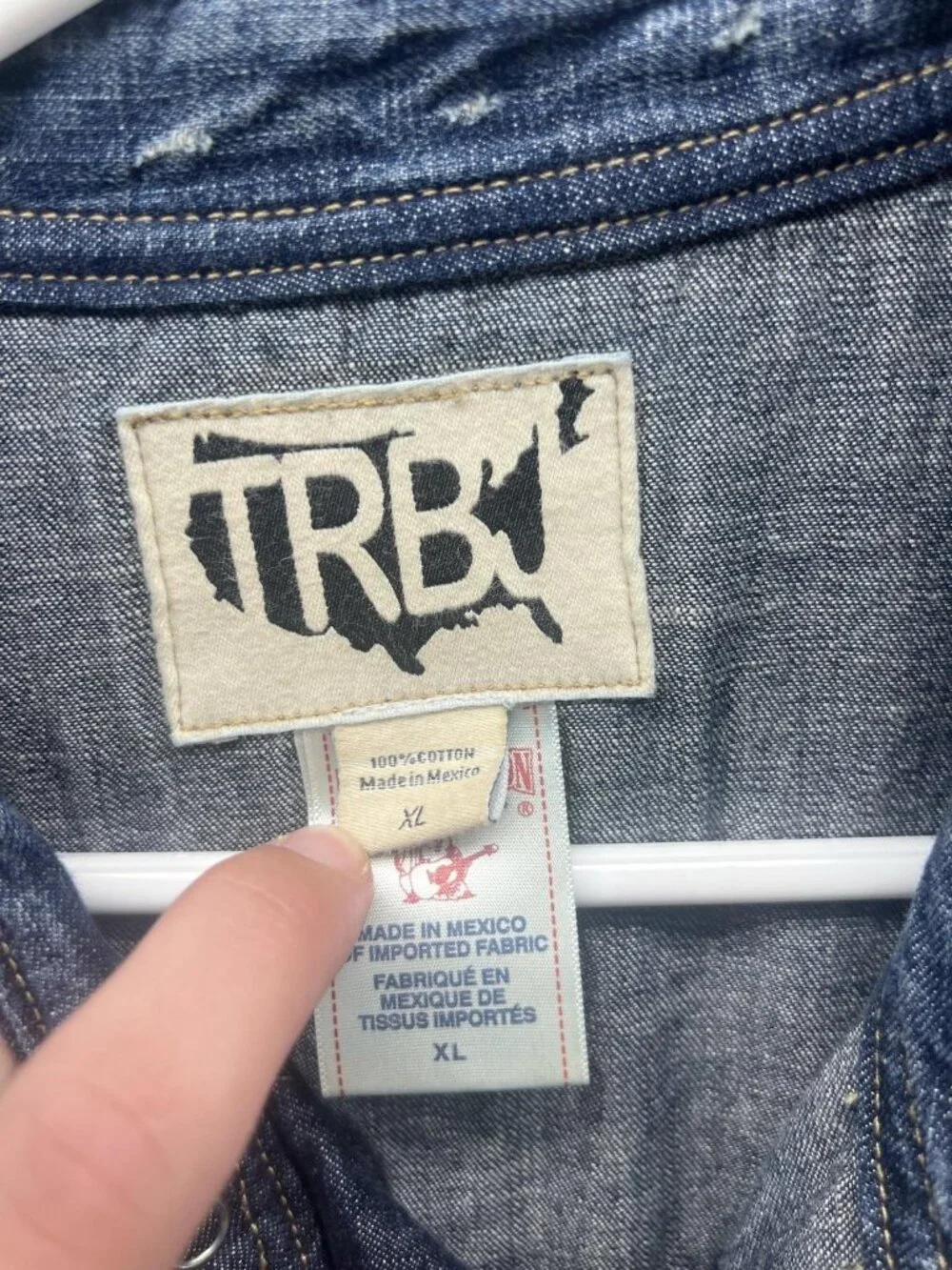 True Religion Shirt Men XL Blue Denim Snap Button Western Casual Cowboy USA VTG